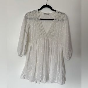 ZARA x-small white boho mini dress